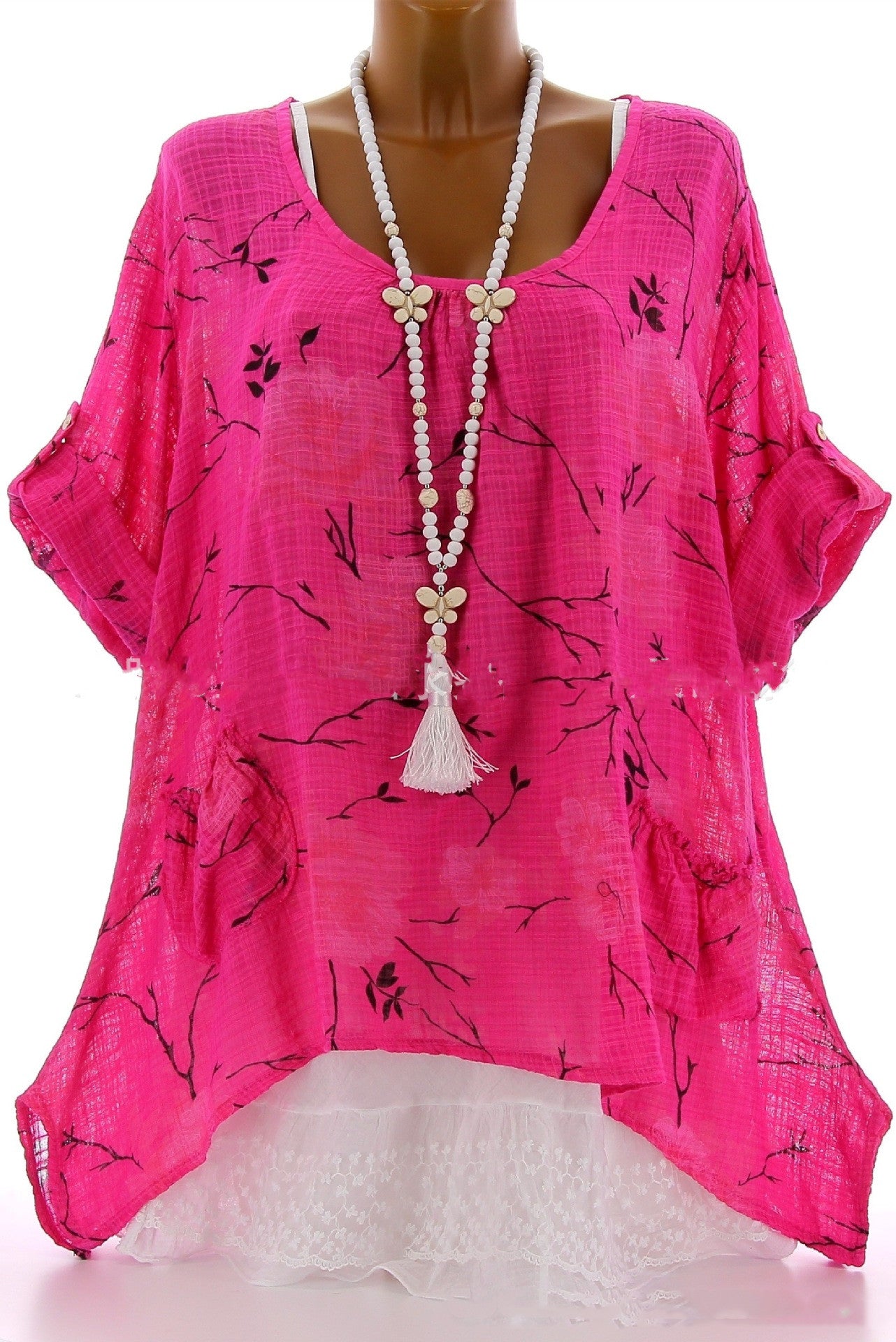 Printed Long-sleeved T-shirt For Women With Buttons