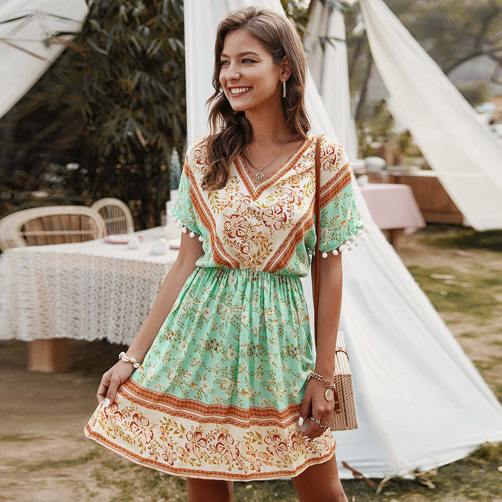 Bohemian Style Short Comfy Dress.