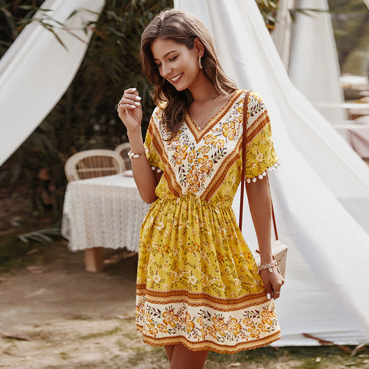 Bohemian Style Short Comfy Dress.