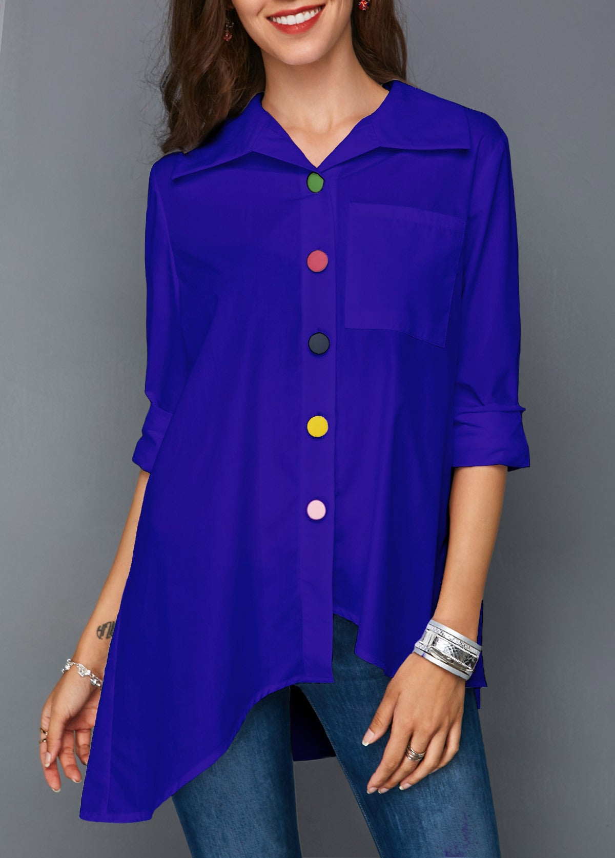 Elagant Blouse with Colorful Buttons