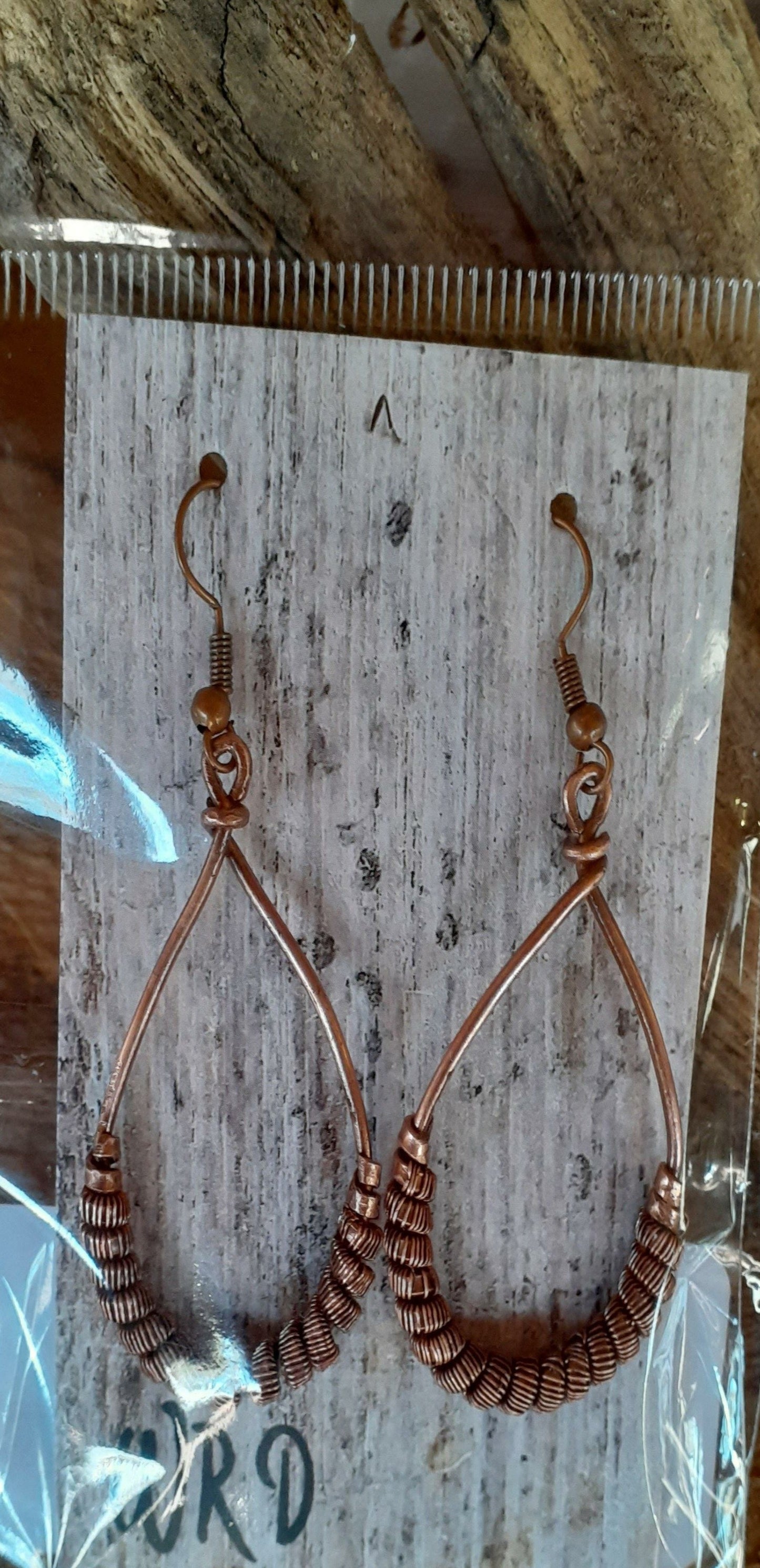 Copper Coiled Ear Drops Earring | WRD - WarmRainyDay