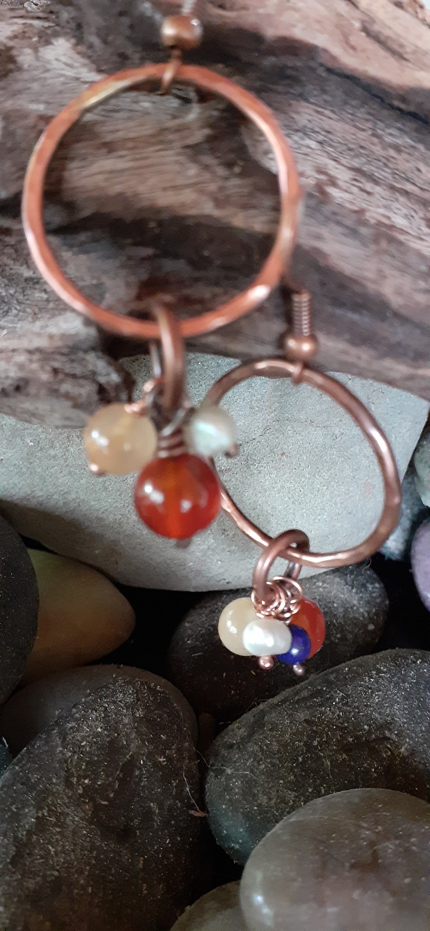 Natural Beaded Dangling Hoop Earring|WRD - WarmRainyDay