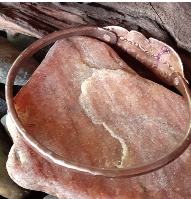 Copper Bangle with Feather |WRD - WarmRainyDay