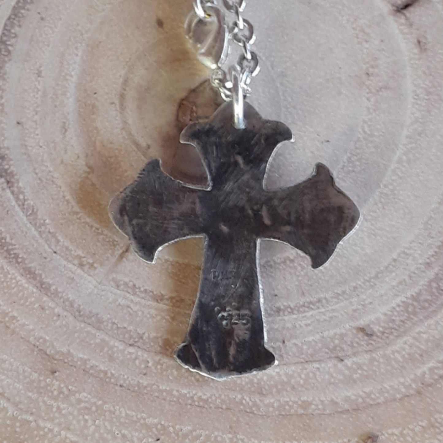 Woodgrain Sterling Cross Necklace |WRD - WarmRainyDay