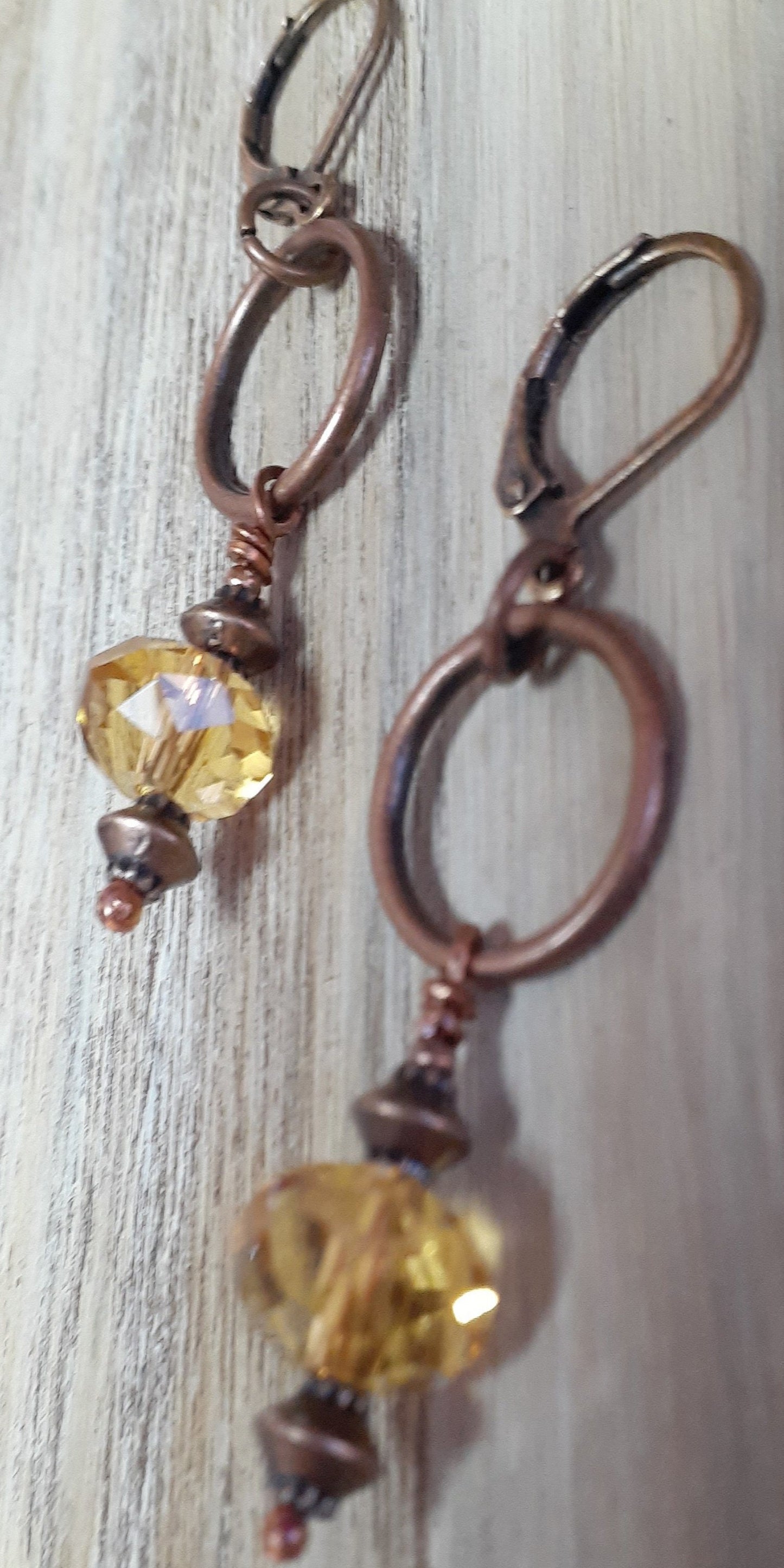 Citrine Beaded Copper Earrings|WRD - WarmRainyDay