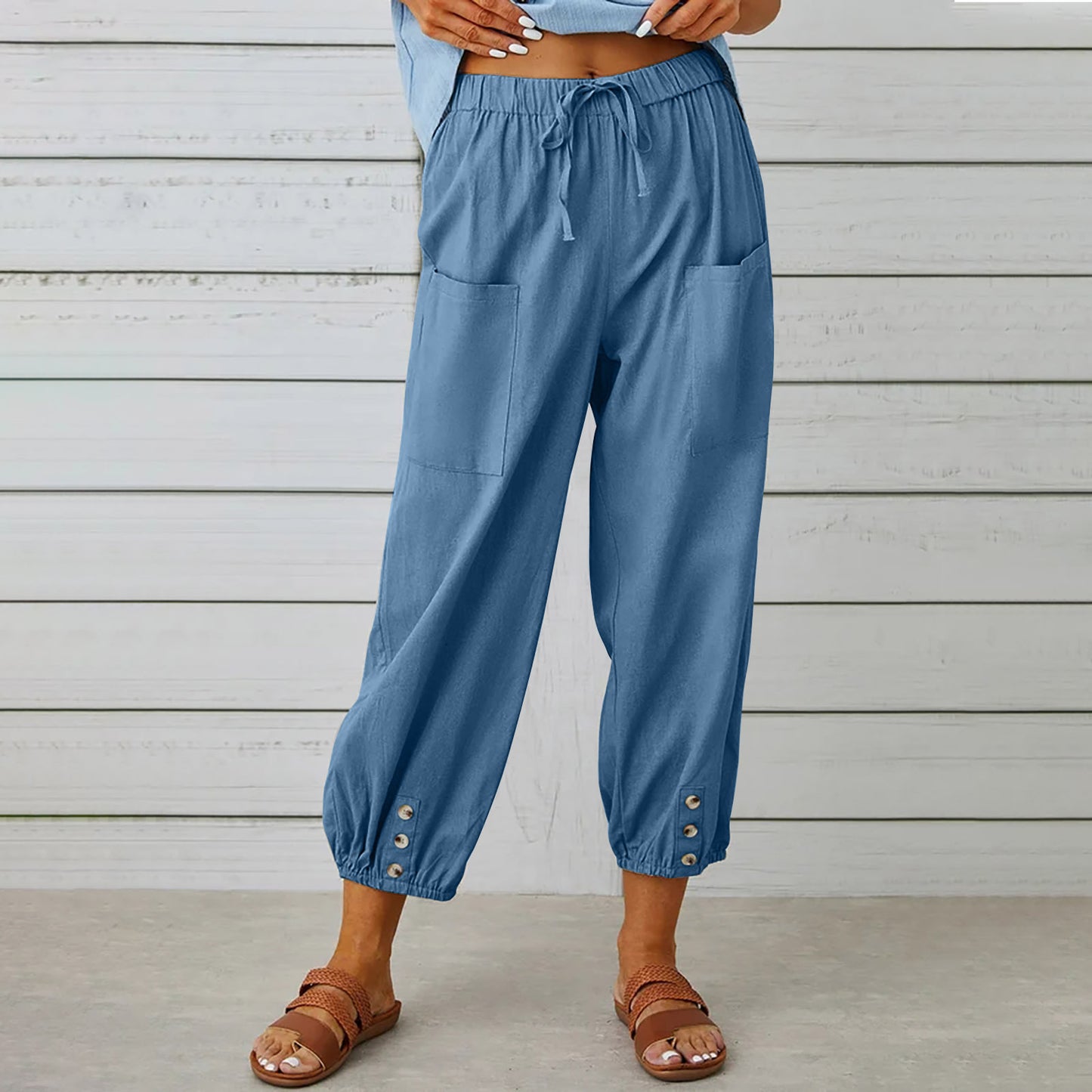 Plus Size Drawstring Tie Pants
