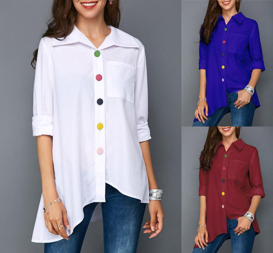 Elagant Blouse with Colorful Buttons