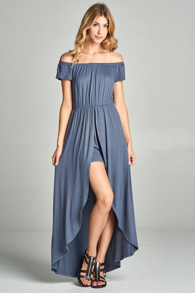 Off Shoulder Solid Jersey Romper Maxi – WarmRainyDay.com