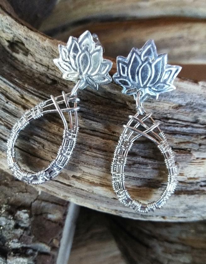 Lotus Fancy Woven Post Earrings - WarmRainyDay