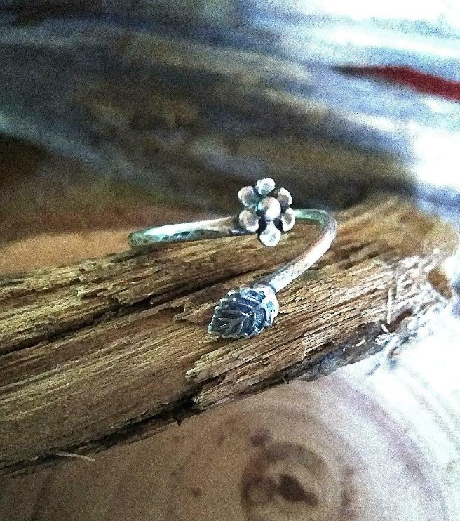 Flower wrap Ring Handmade Leaf Adjustable - WarmRainyDay