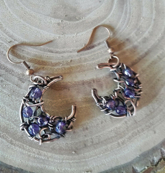 Over The Moon Copper Earrings - WarmRainyDay