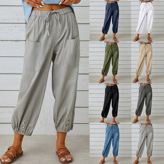 Plus Size Drawstring Tie Pants
