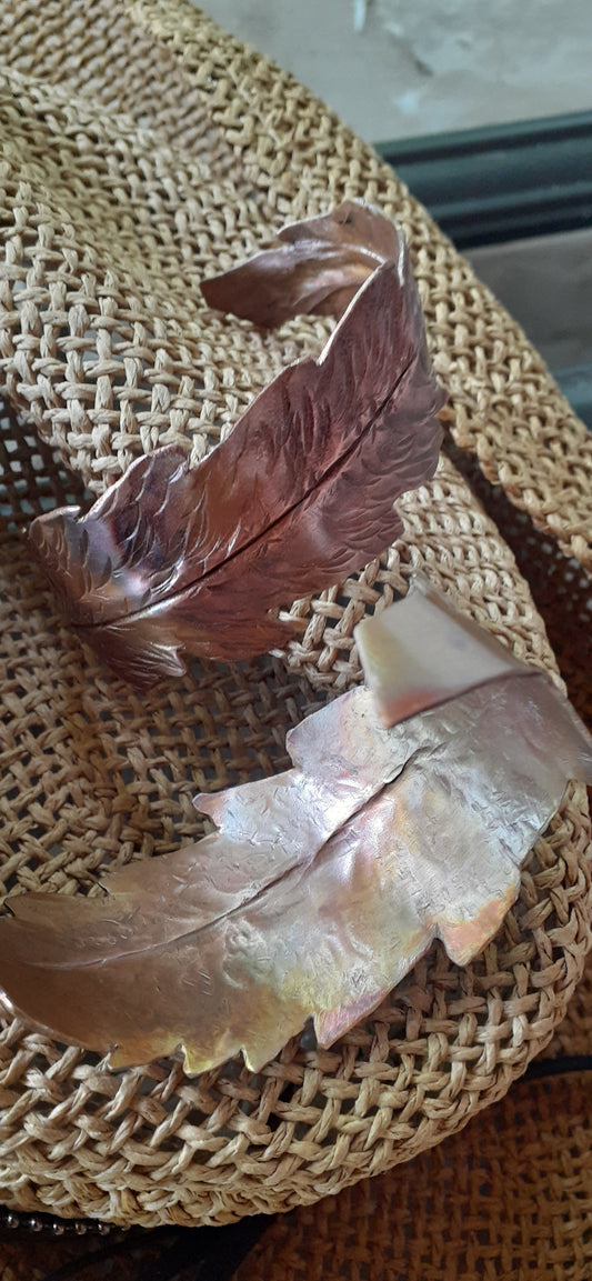 Copper Feather Cuff Bracelet