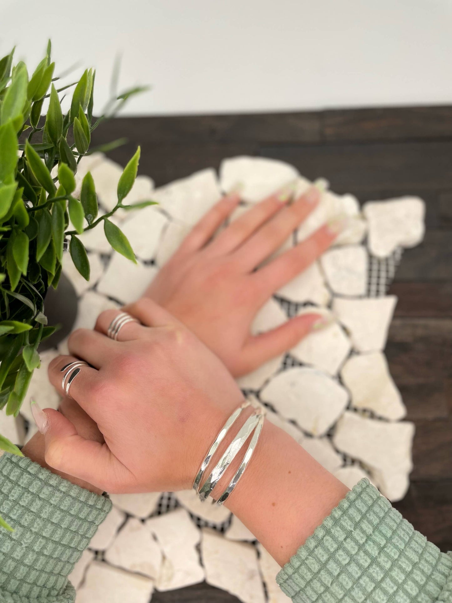 Silver Plated Adjustable Cuff Bracelet by ANJU