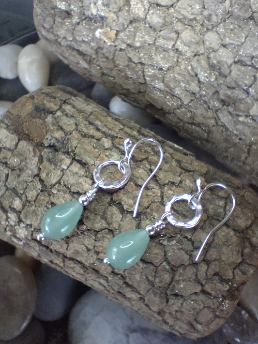 Earrings in Sterling Silver with Amazonite Gemstone Beads