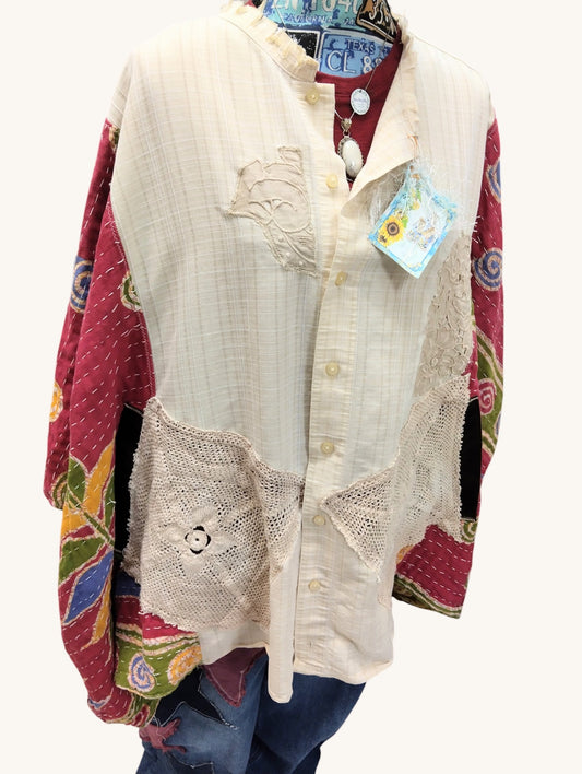 Vintage Upcycled Crochet Patchwork Statement Poncho - Handmade 1-of-1 Boho Boutique  Jacket (Copy)