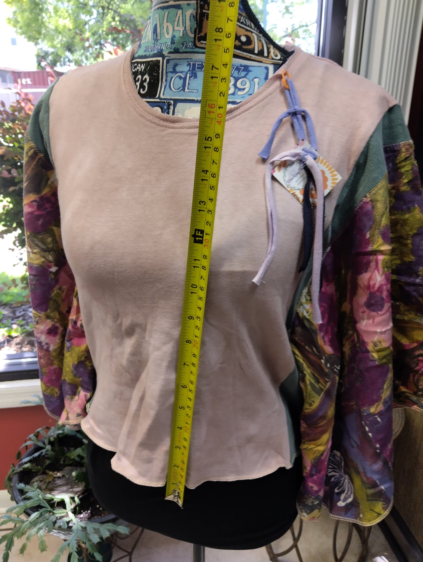 Slim Fit Tee Stained Big Sleeved Cotton Top