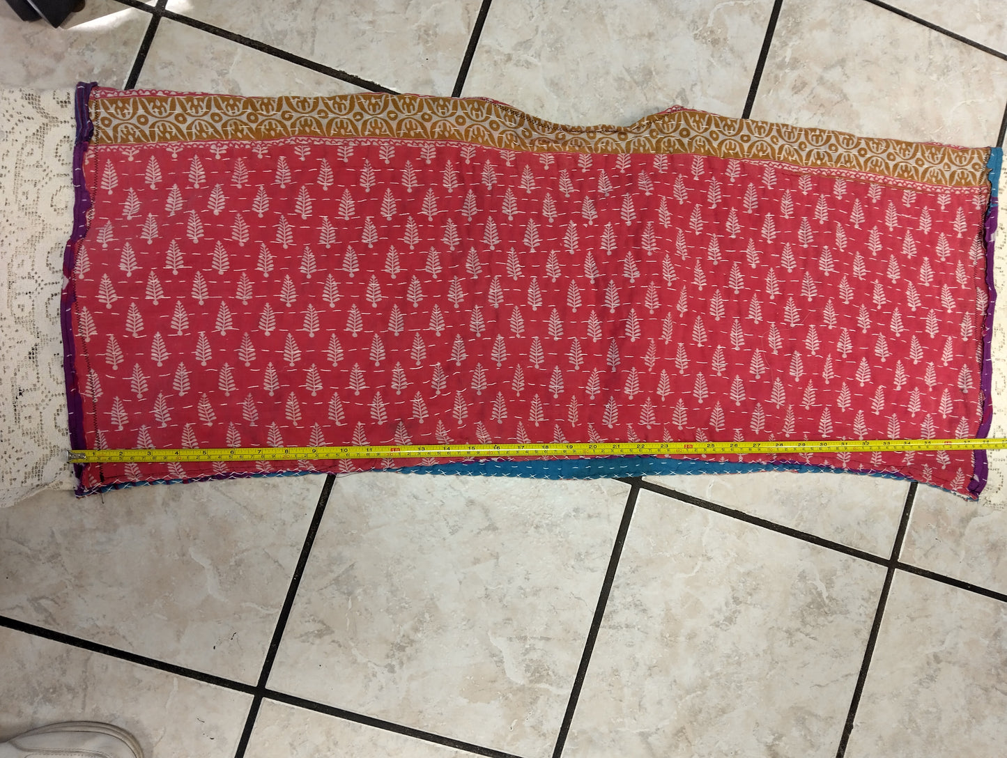 Reversible Upcycled Kantha Quilt Crop Poncho