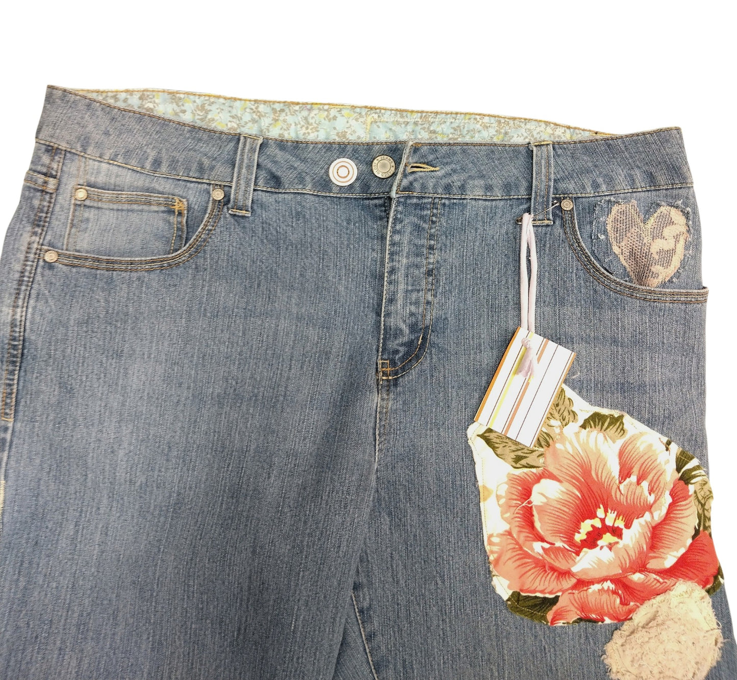Upcycled Boho Festival Pants – Maurices Denim Top with Floral Wide-Leg Bottoms