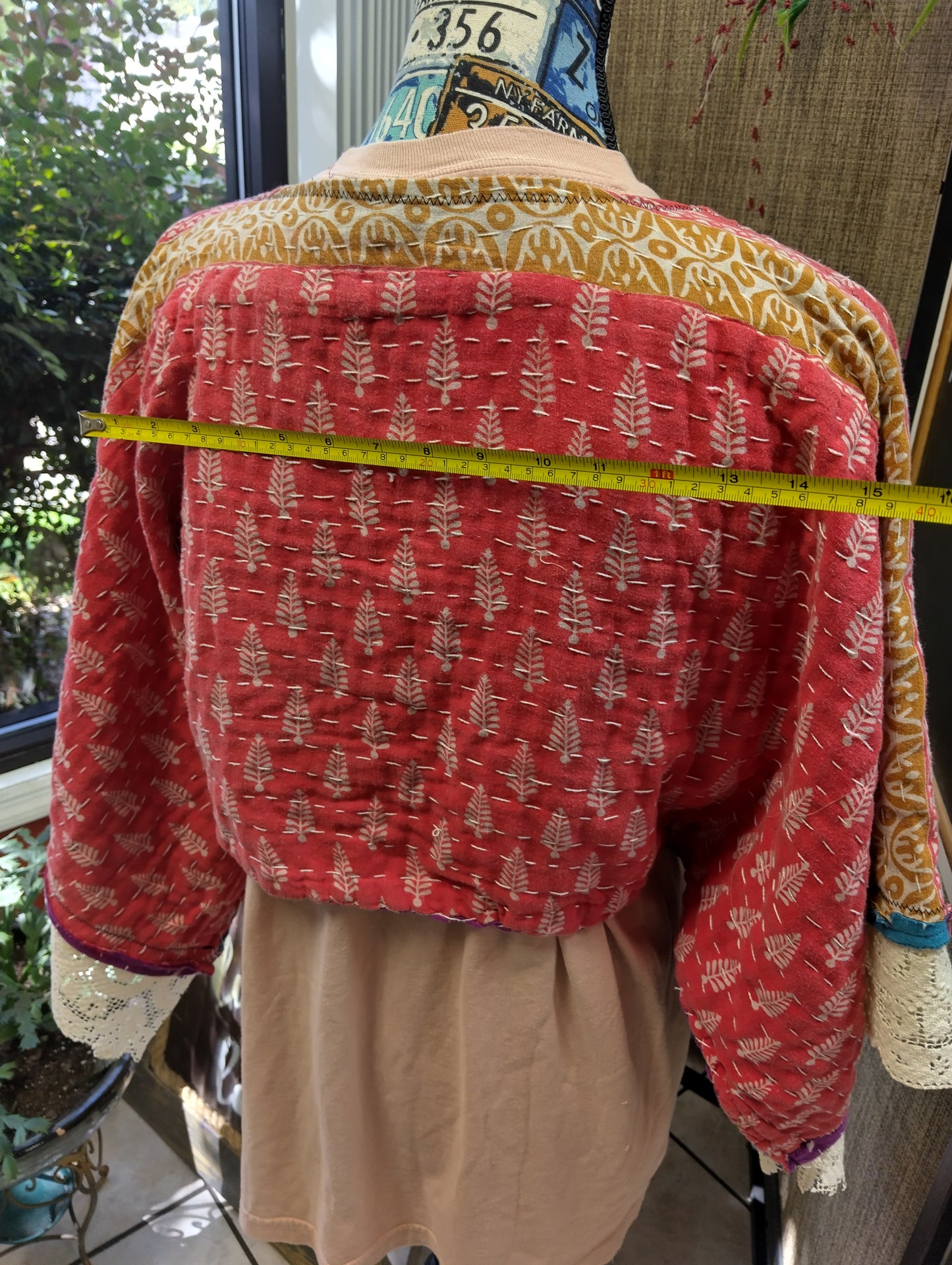 Reversible Upcycled Kantha Quilt Crop Poncho