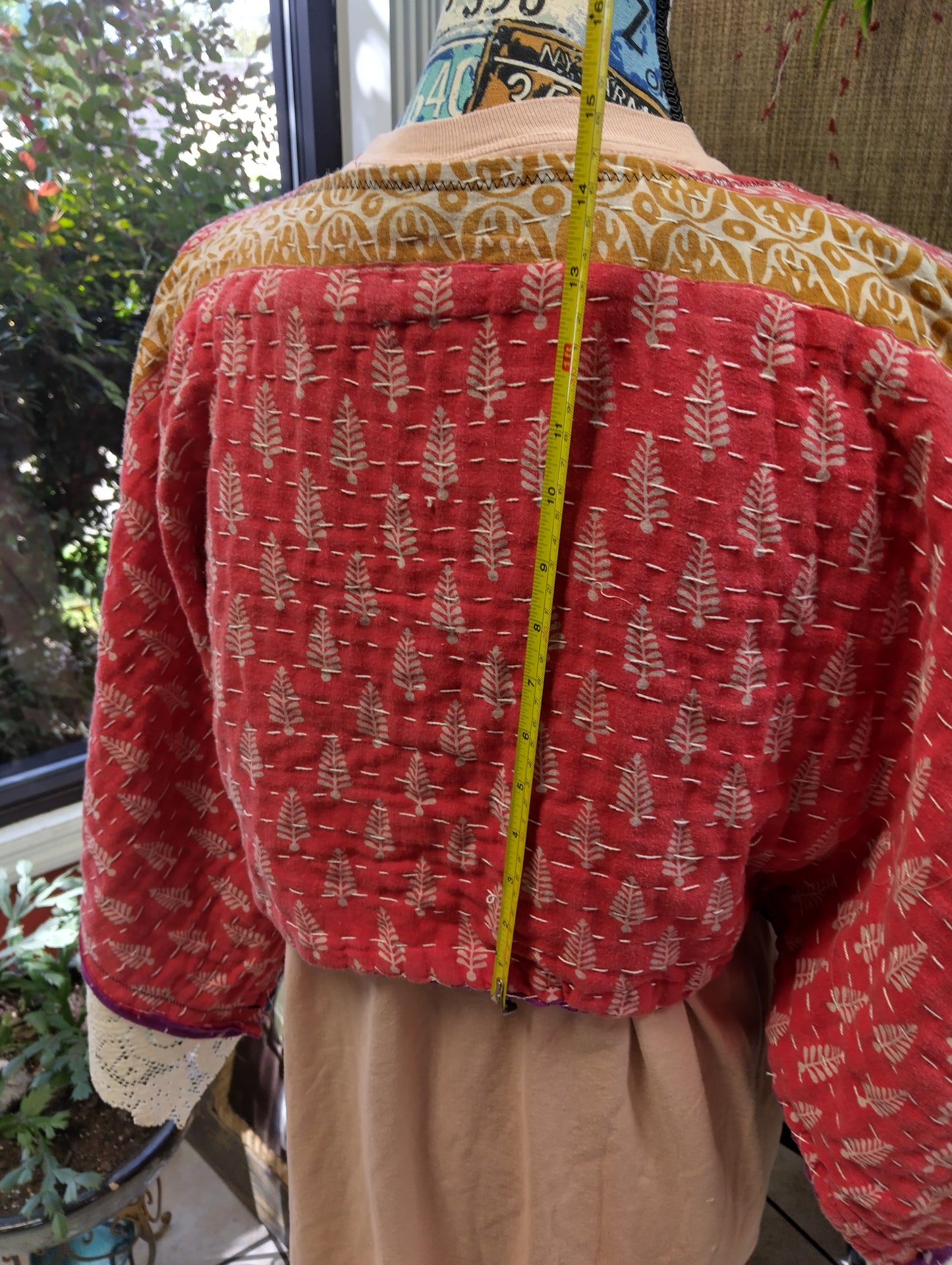Reversible Upcycled Kantha Quilt Crop Poncho