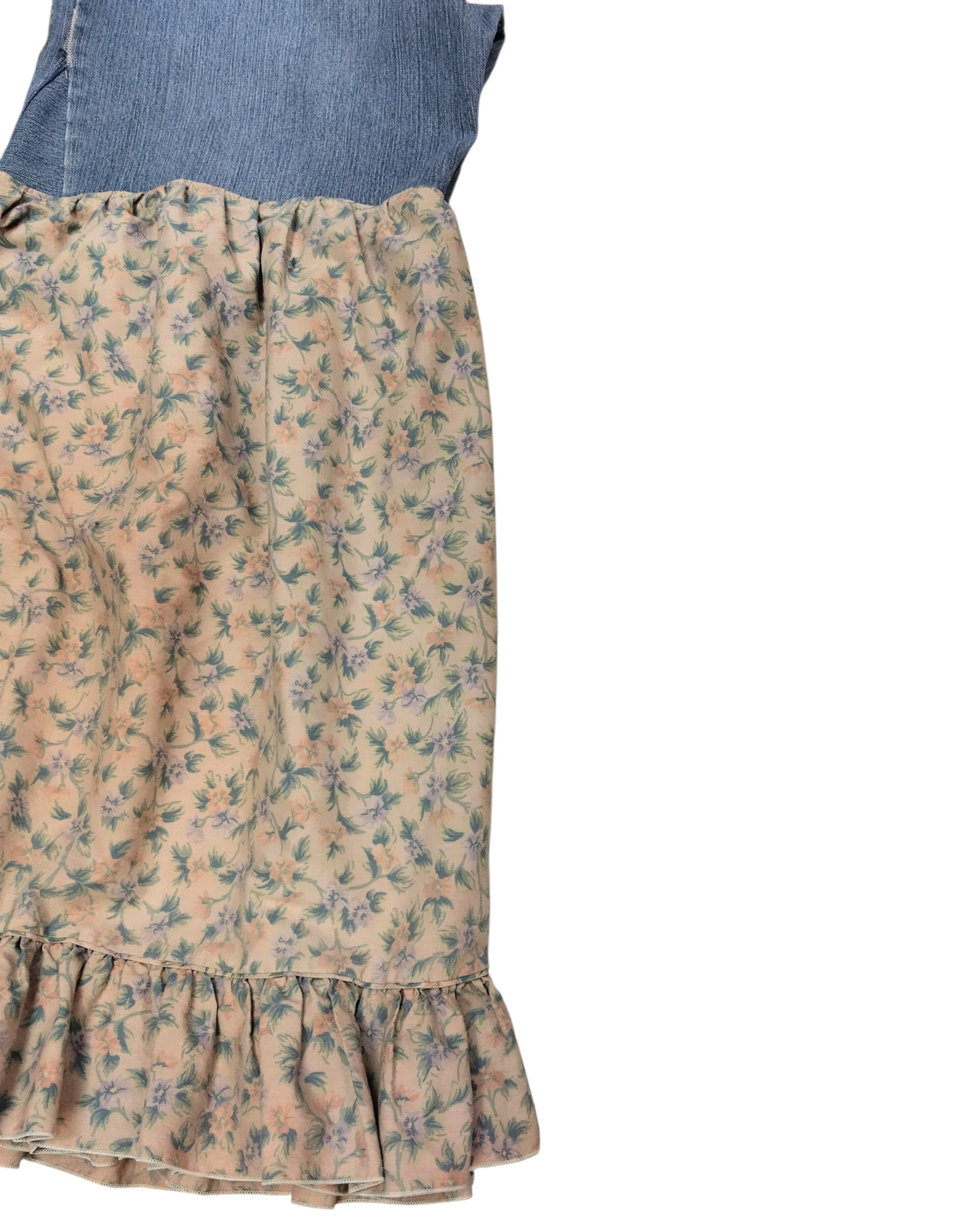 Upcycled Boho Festival Pants – Maurices Denim Top with Floral Wide-Leg Bottoms
