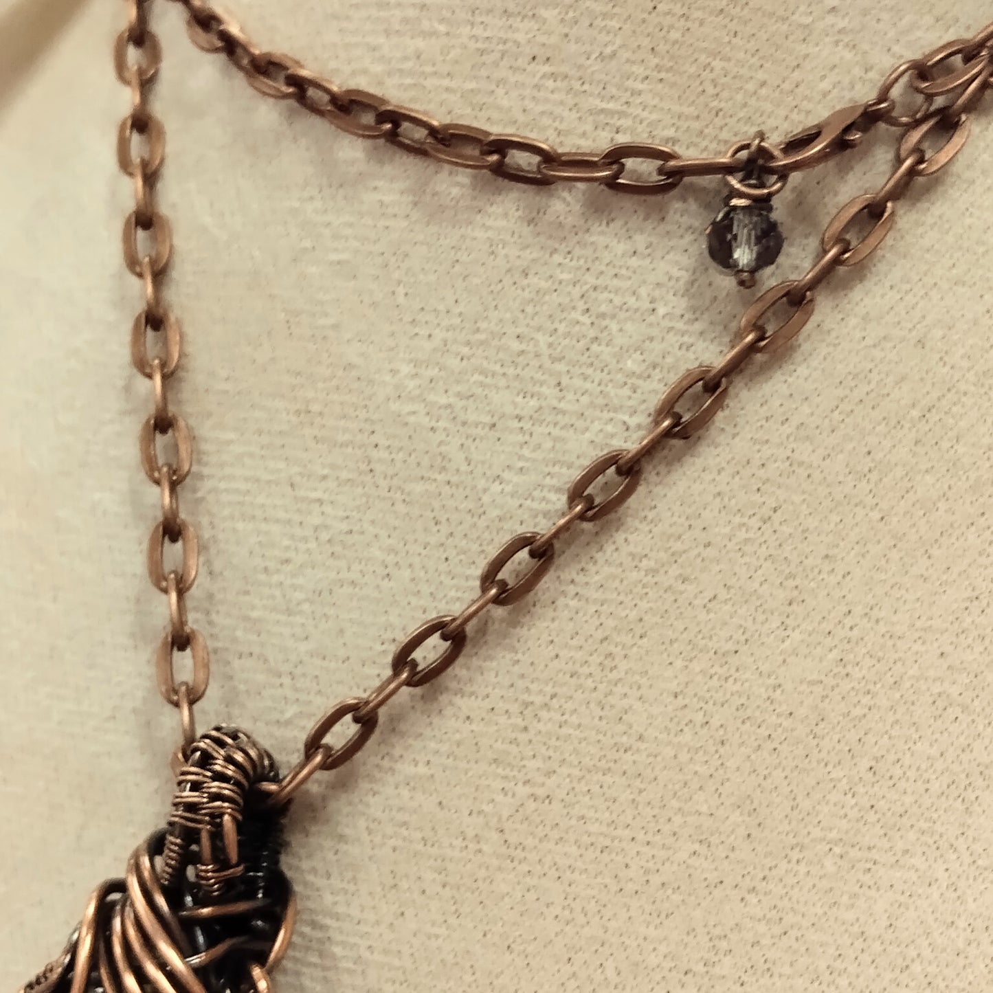Labradorite Pendant Wrapped in a Woven Copper Bezel