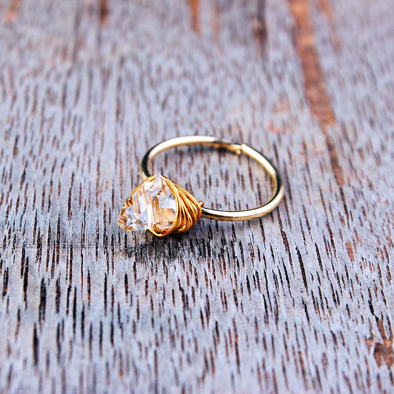 Vintage natural stone crystal ring