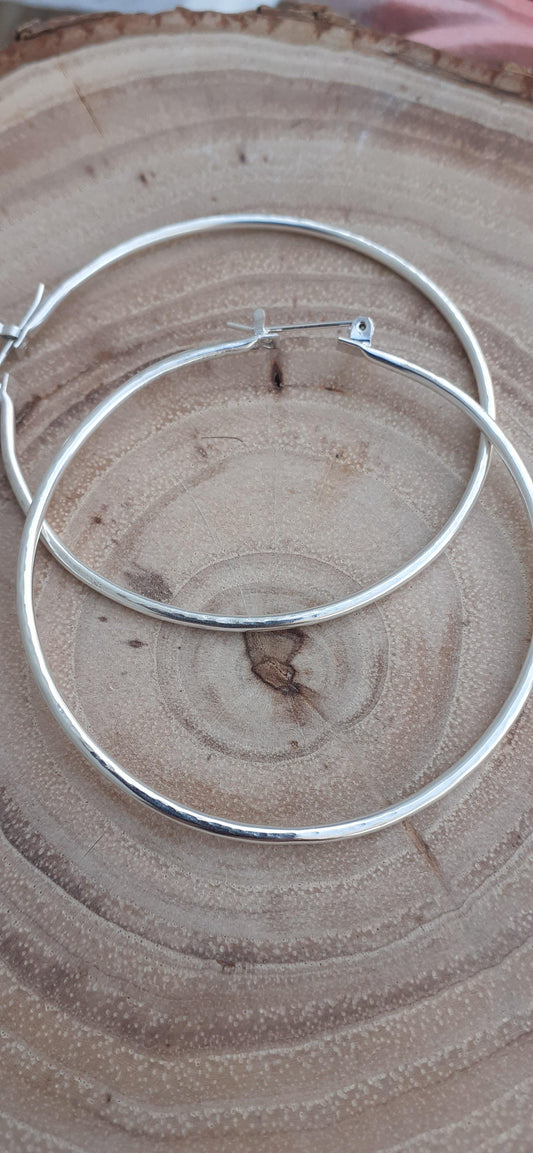 Lightweight 3" Hoop Earrings - WarmRainyDay