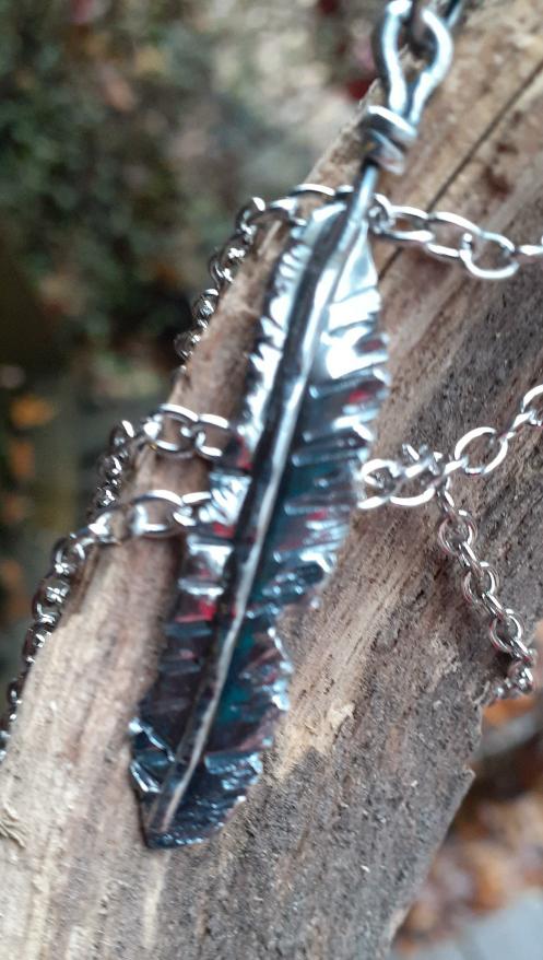 Sterling Feather Necklace - WarmRainyDay