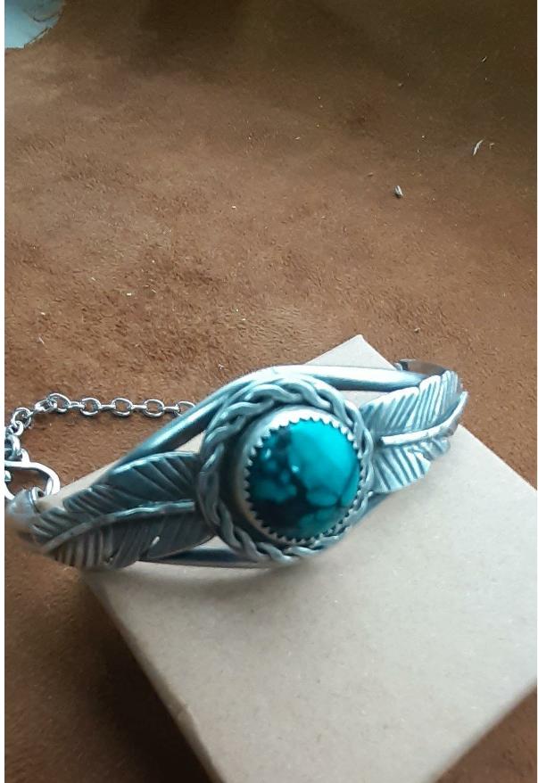 Turquoise and Sterling Silver Bracelet - WarmRainyDay