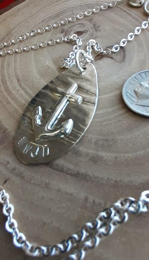 Sterling Anchor with WWJD Stamping| WRD - WarmRainyDay