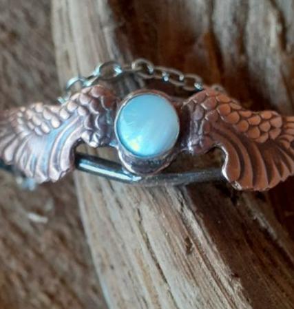 Dragon wing Bracelet, Mixed Metal, Mother of Pearl - WarmRainyDay