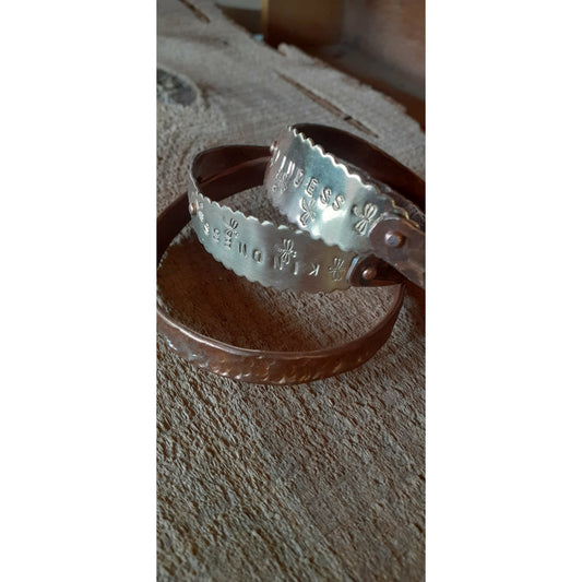 Mixed Metal Bangle Bracelet copper red brass sz 8 |WRD - WarmRainyDay