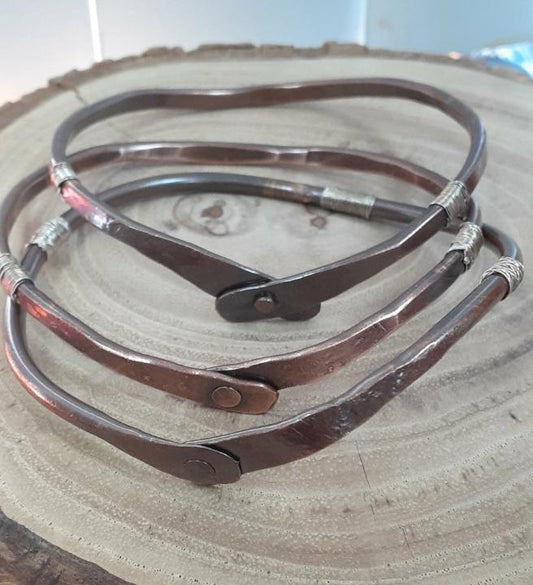 Rivet Bangle Bracelet Copper with Sterling accents | WRD - WarmRainyDay