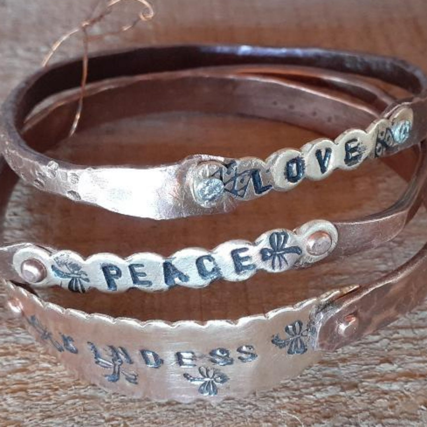 Mixed Metal Love, Peace and Kindness Mixed Metal Inspiration Bangles |WRD - WarmRainyDay