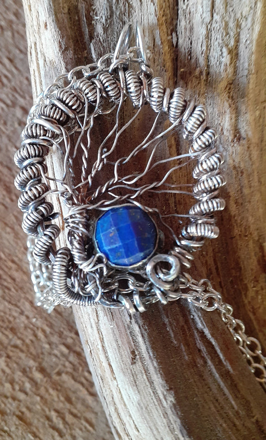 Sea Shell Woven Earrings, tree of life with Lapis| WRD - WarmRainyDay