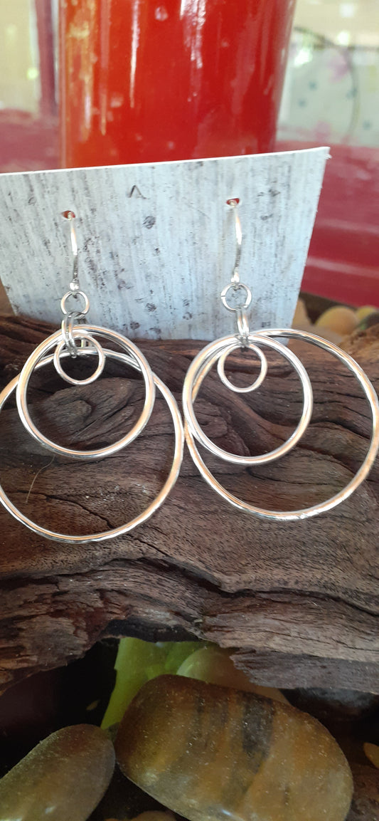 Sterling Dangling Hoops |WRD - WarmRainyDay