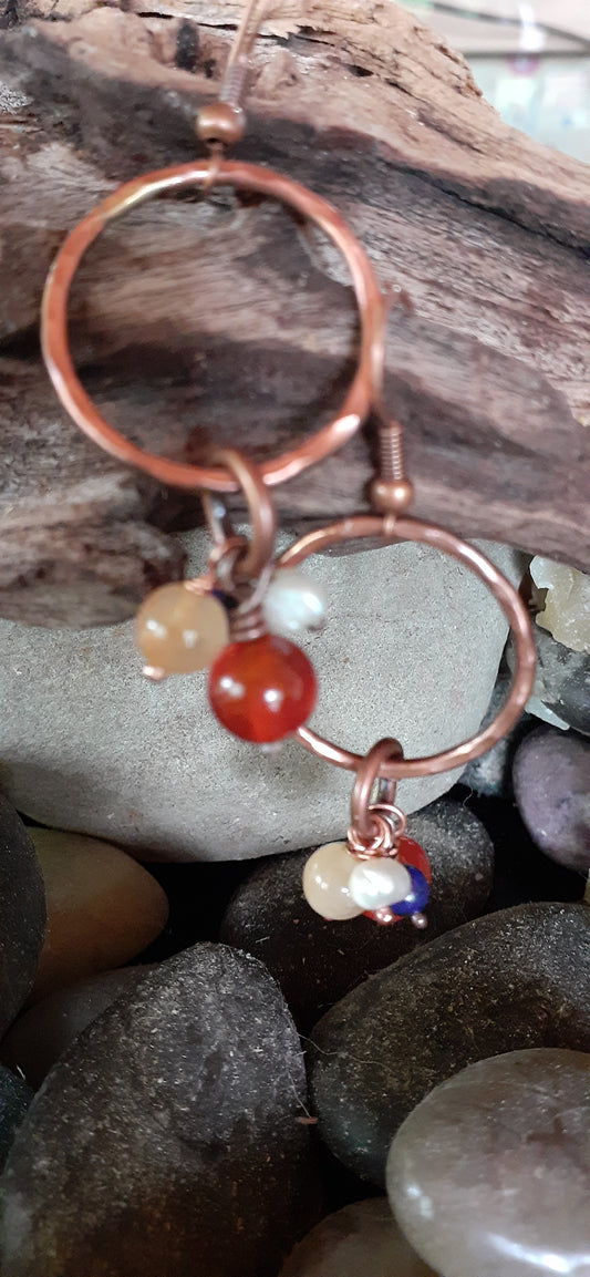 Natural Beaded Dangling Hoop Earring|WRD - WarmRainyDay