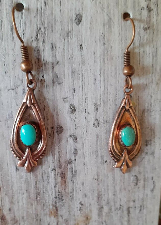 Copper and Turquoise Earrings|WRD - WarmRainyDay