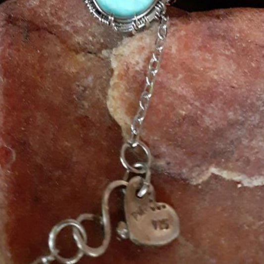Larimar Stone wrapped in Fine and Sterling Silver |WRD - WarmRainyDay