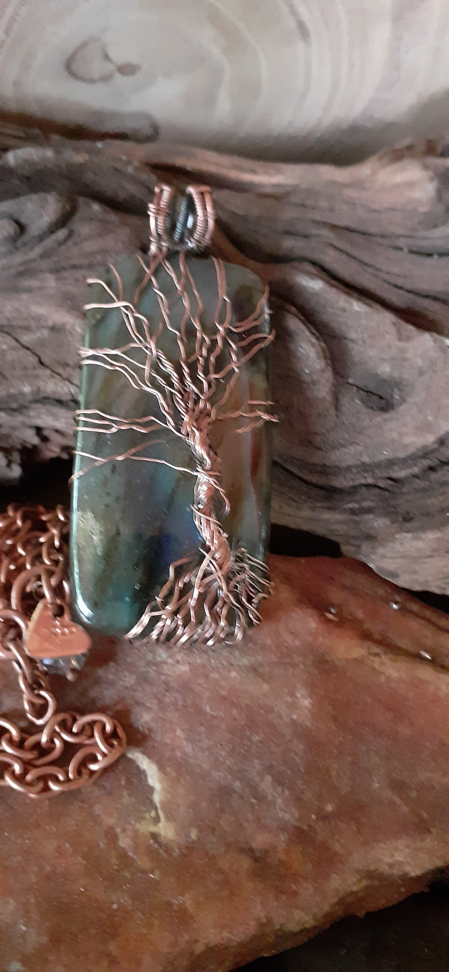Labradorite, Copper, Tree of Life Pendant| WRD - WarmRainyDay