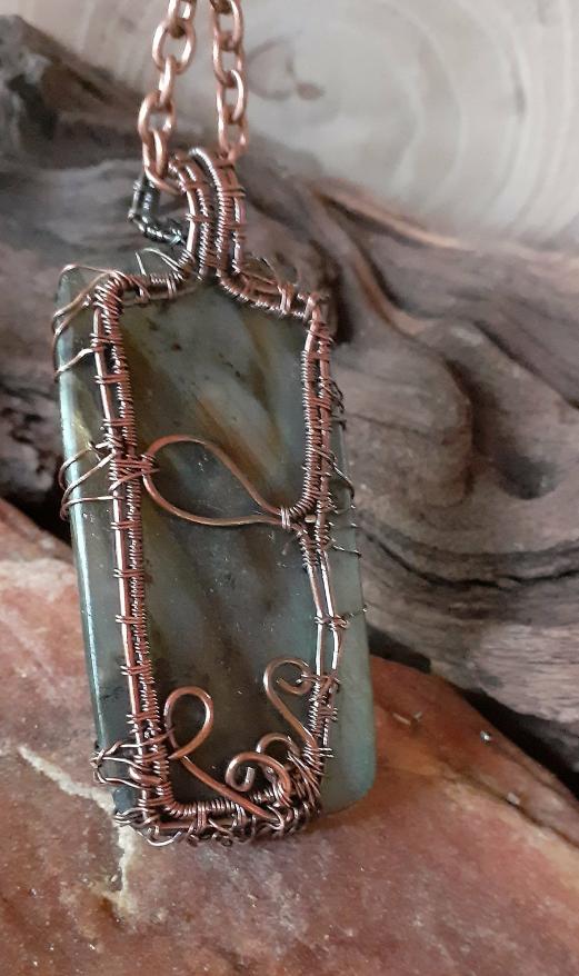 Labradorite, Copper, Tree of Life Pendant| WRD - WarmRainyDay