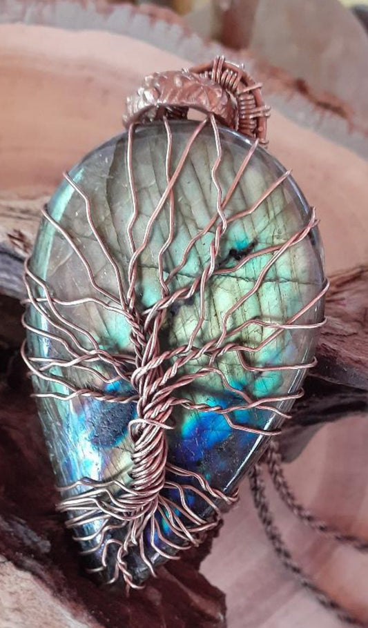 Multicolor Labradorite Tree of Life Pendant |WRD - WarmRainyDay