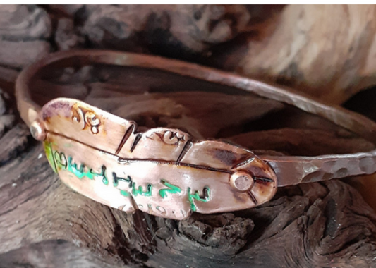 Copper Bangle with Feather |WRD - WarmRainyDay