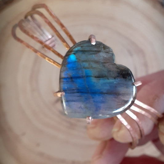 Labradorite Heart Copper Bracelet Cuff |WRD - WarmRainyDay