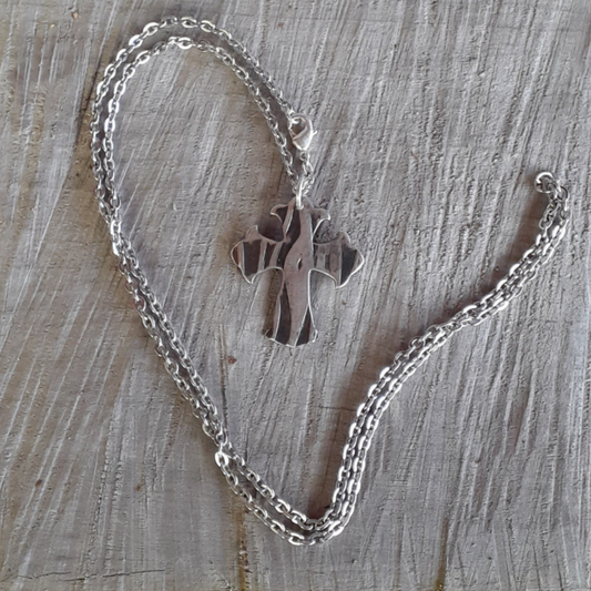 Woodgrain Sterling Cross Necklace |WRD - WarmRainyDay