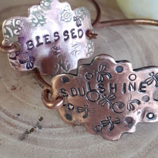 Inspirational Copper Stamped Tension Bracelets|WRD - WarmRainyDay