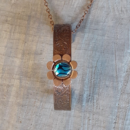 Three Copper Flower Cuffs, Abalone Shell |WRD - WarmRainyDay