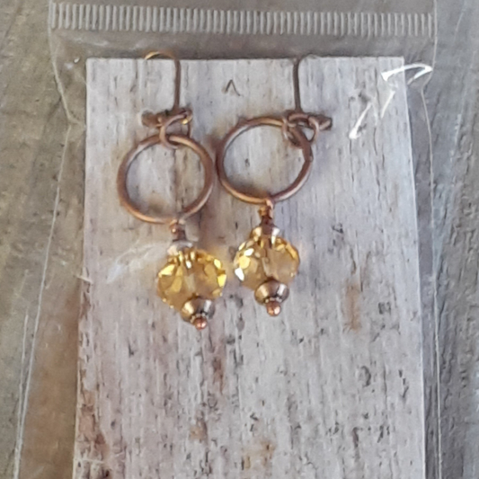 Citrine Beaded Copper Earrings|WRD - WarmRainyDay